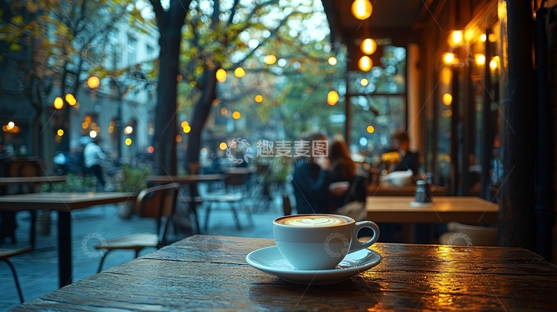 高清大图下载【趣麦麦图】街边咖啡馆的卡布奇诺