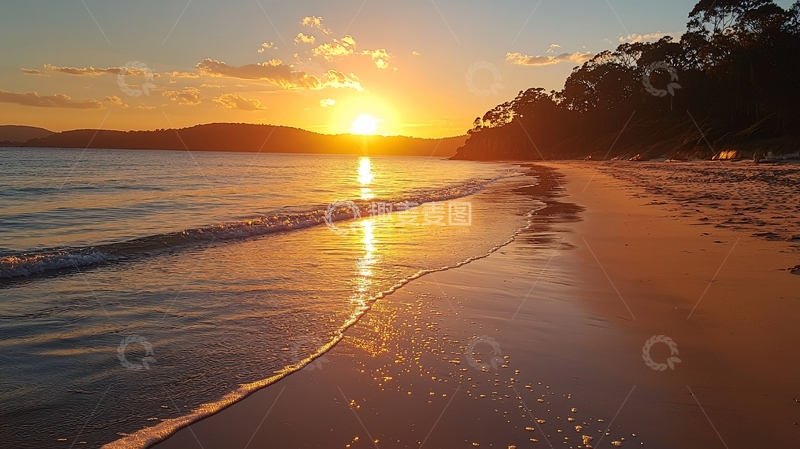 高清大图下载【趣麦麦图】海滩日落