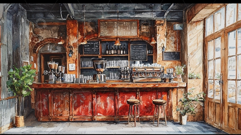 高清大图下载【趣麦麦图】复古酒吧室内场景