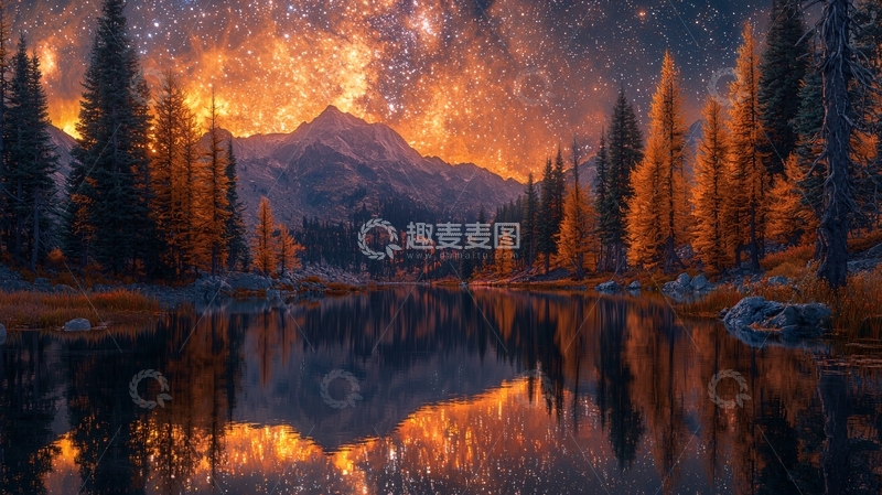 高清大图下载【趣麦麦图】星空倒影