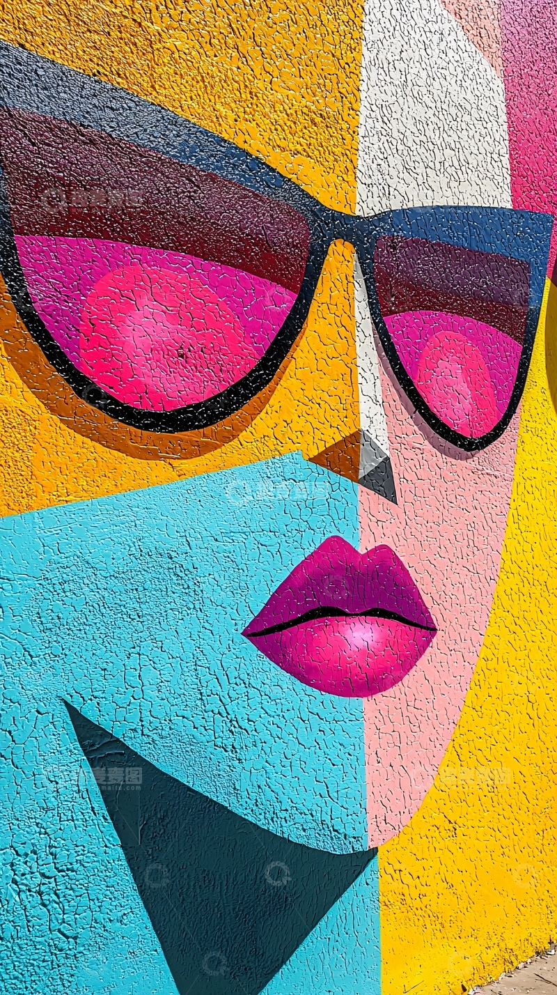 高清大图下载【趣麦麦图】彩色几何抽象涂鸦人脸