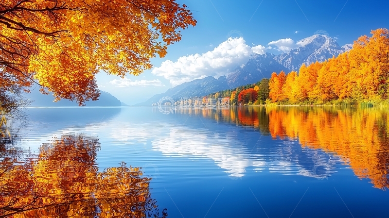 高清大图下载【趣麦麦图】秋色湖光山色倒影