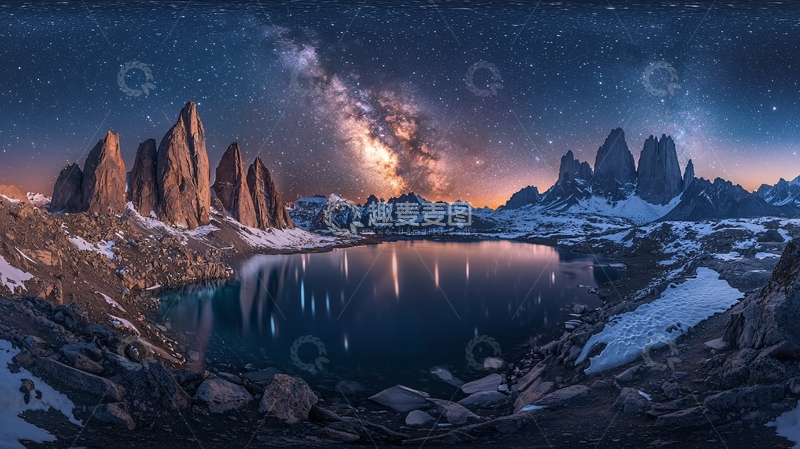高清大图下载【趣麦麦图】星空下的雪山湖泊36