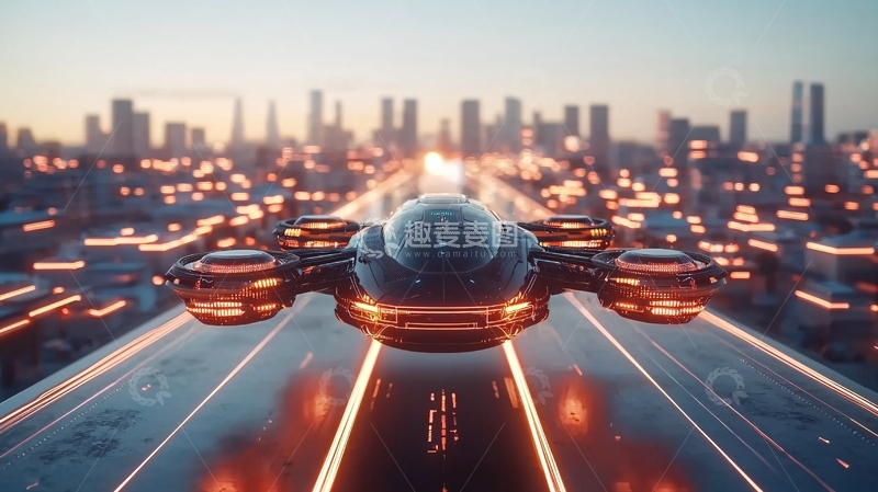 高清大图下载【趣麦麦图】未来城市飞行器