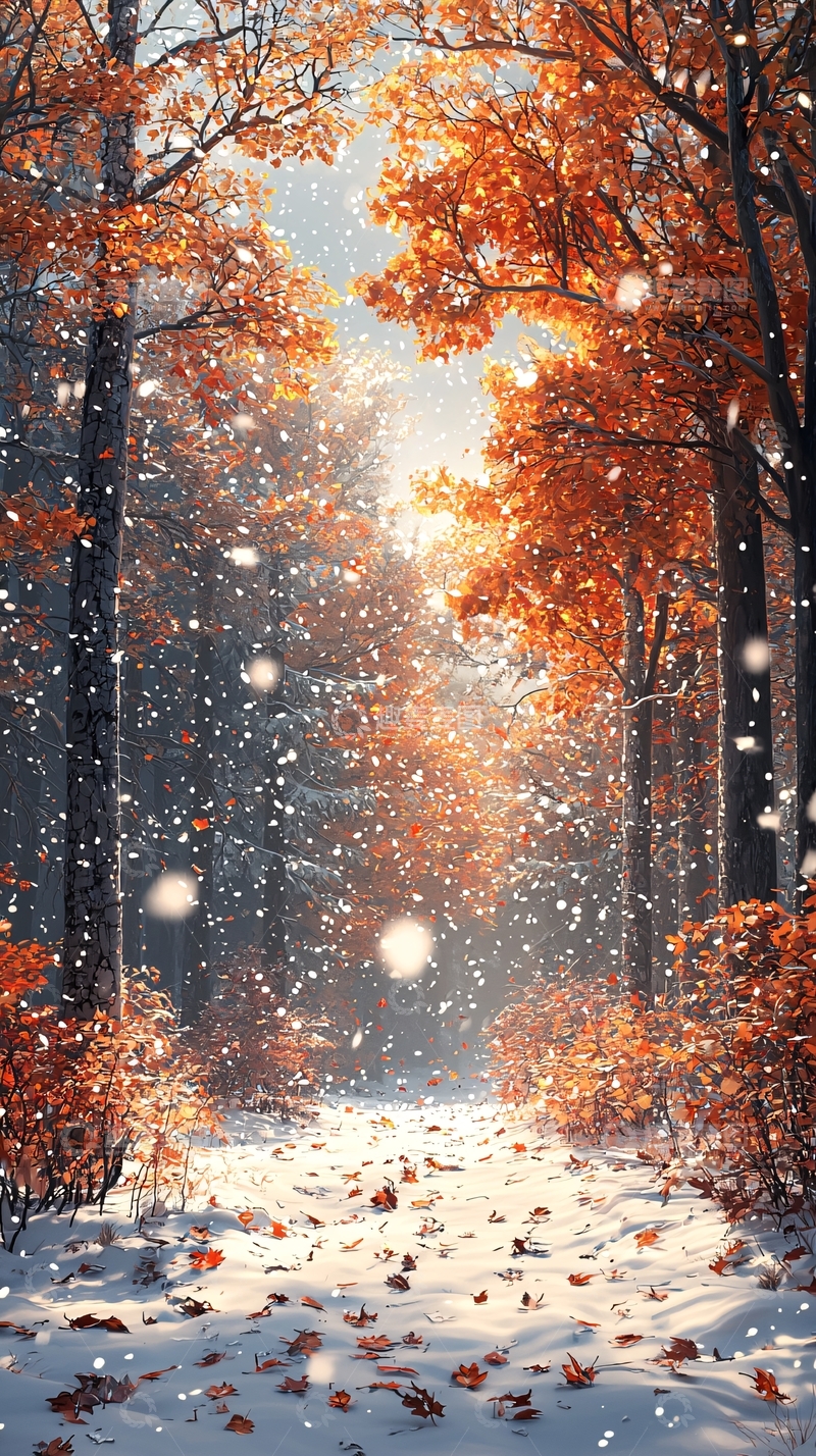 高清大图下载【趣麦麦图】冬日雪景森林小路