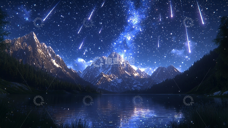 高清大图下载【趣麦麦图】星空下的山脉