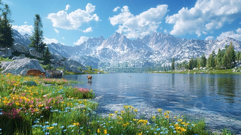 高清大图下载【趣麦麦图】雪山湖泊26