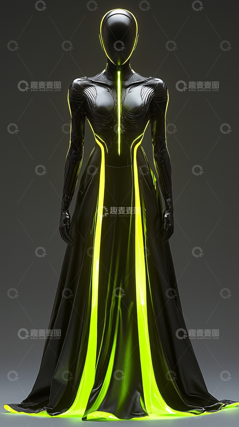 高清大图下载【趣麦麦图】未来感黑色长裙
