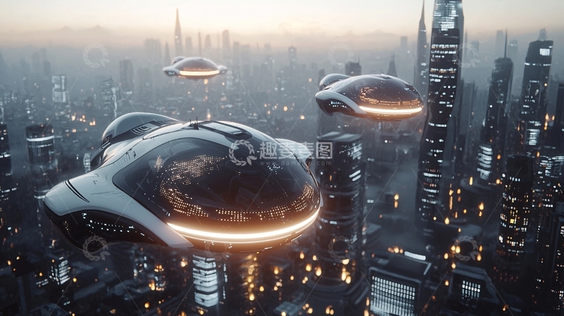 高清大图下载【趣麦麦图】未来城市飞船