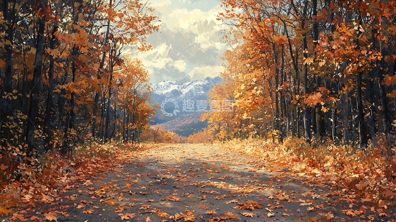 高清大图下载【趣麦麦图】秋日落叶小路