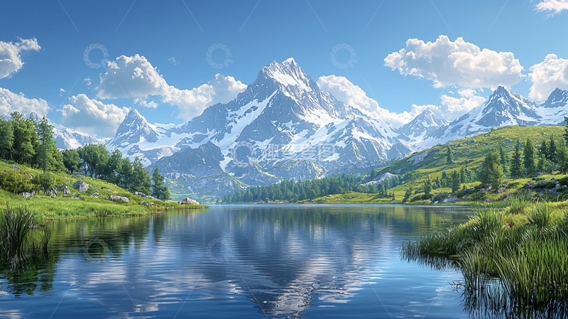 高清大图下载【趣麦麦图】雪山湖泊风景