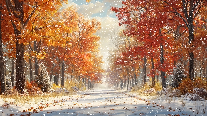 高清大图下载【趣麦麦图】秋日雪景