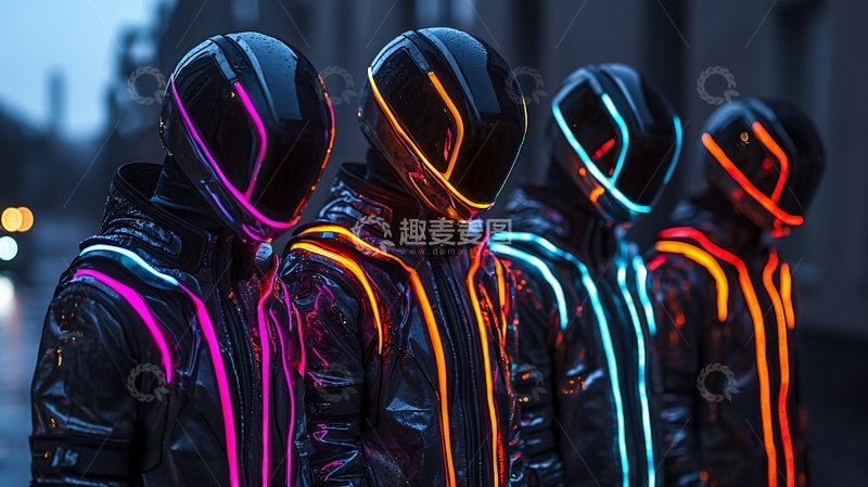 高清大图下载【趣麦麦图】炫酷发光摩托车头盔