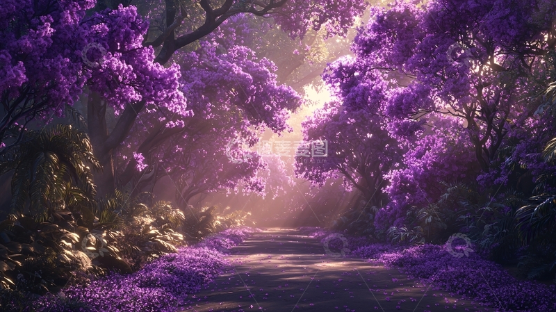 高清大图下载【趣麦麦图】梦幻紫色森林小路