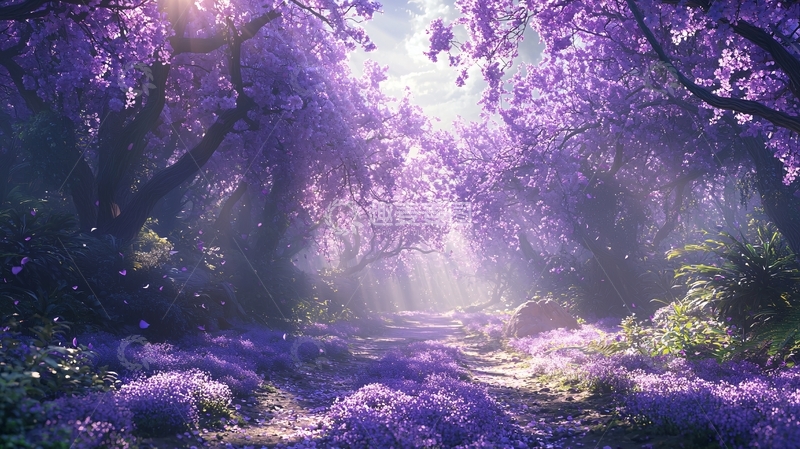 高清大图下载【趣麦麦图】梦幻紫色森林