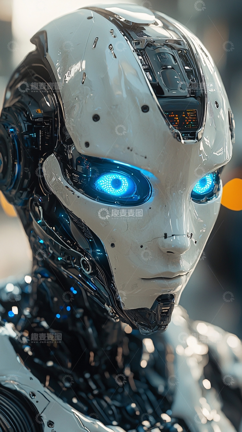 高清大图下载【趣麦麦图】未来感机器人头部特写