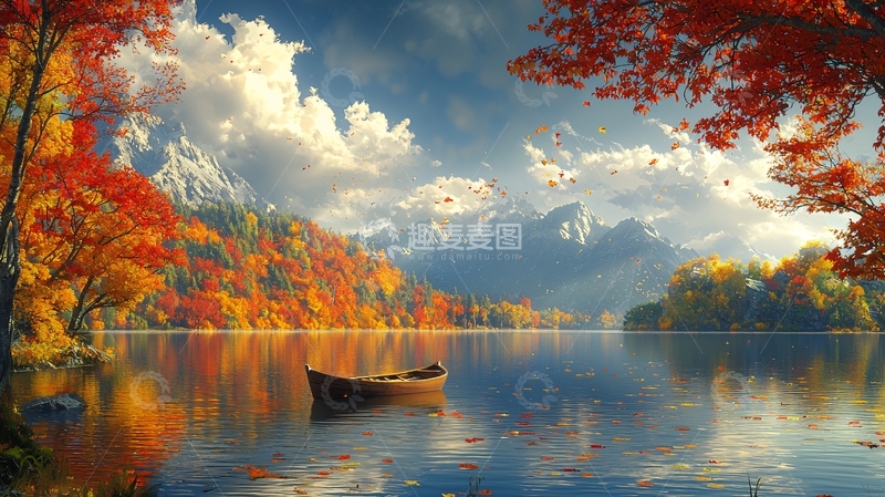 高清大图下载【趣麦麦图】秋日湖泊宁静景色