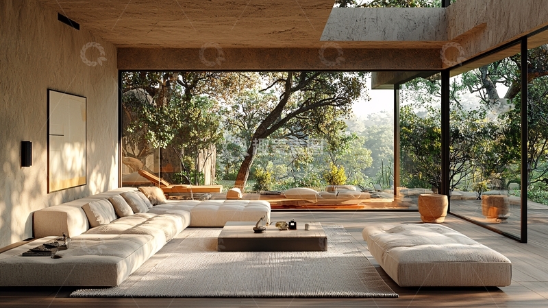 高清大图下载【趣麦麦图】极简现代落地窗客厅