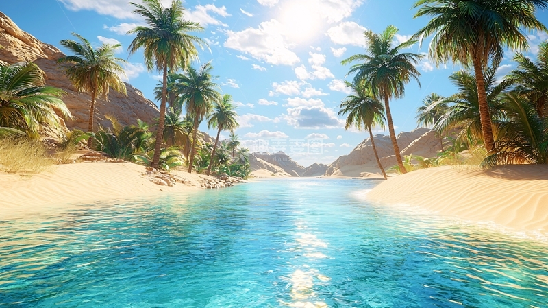 高清大图下载【趣麦麦图】椰林沙滩碧水蓝天