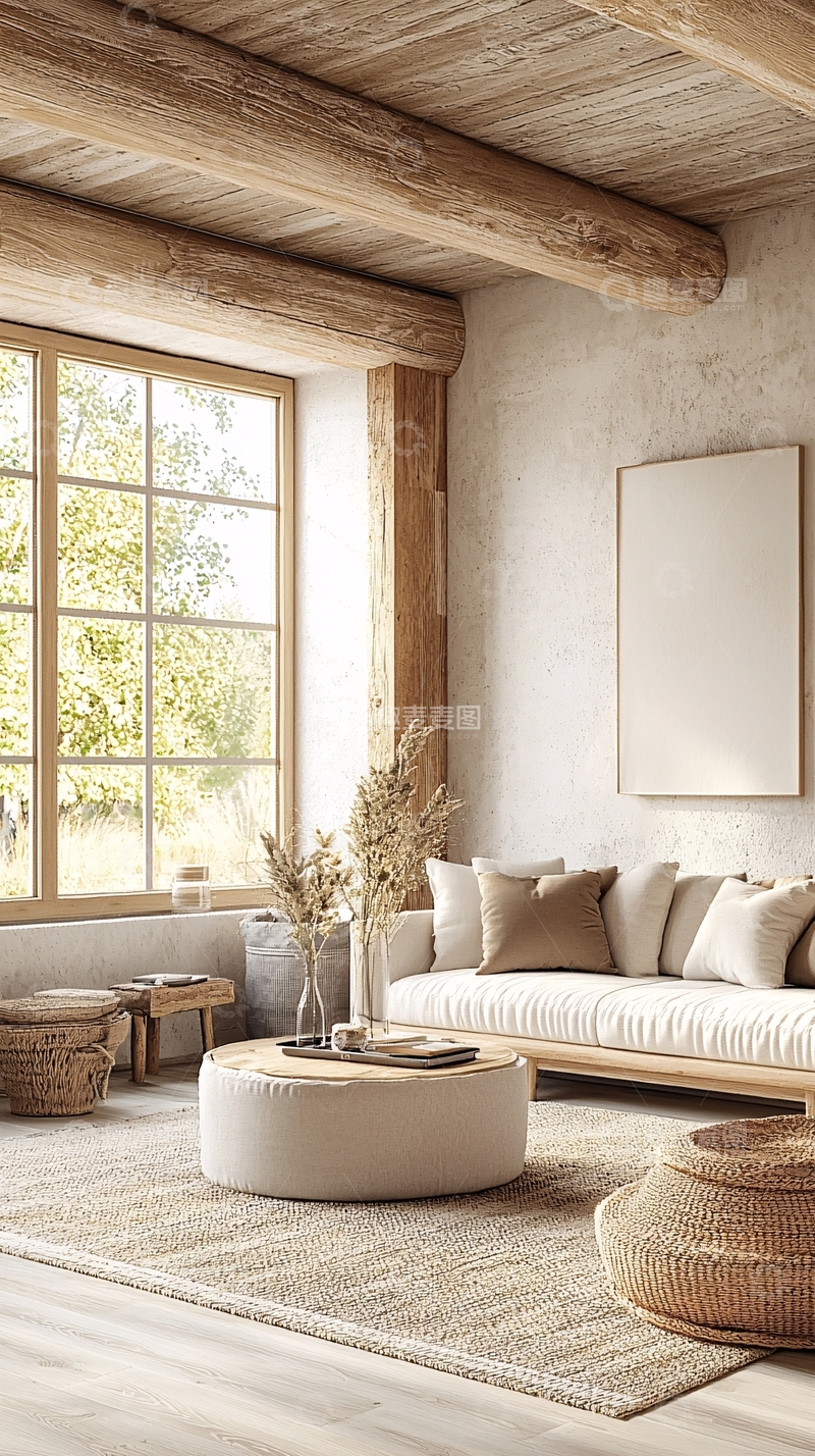 高清大图下载【趣麦麦图】原木风客厅
