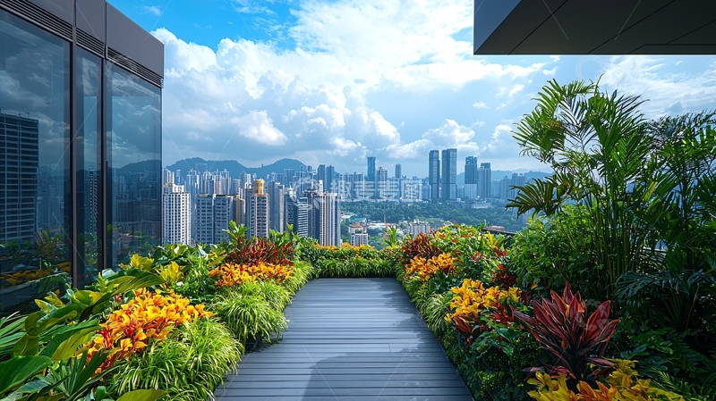高清大图下载【趣麦麦图】高层建筑屋顶花园景观