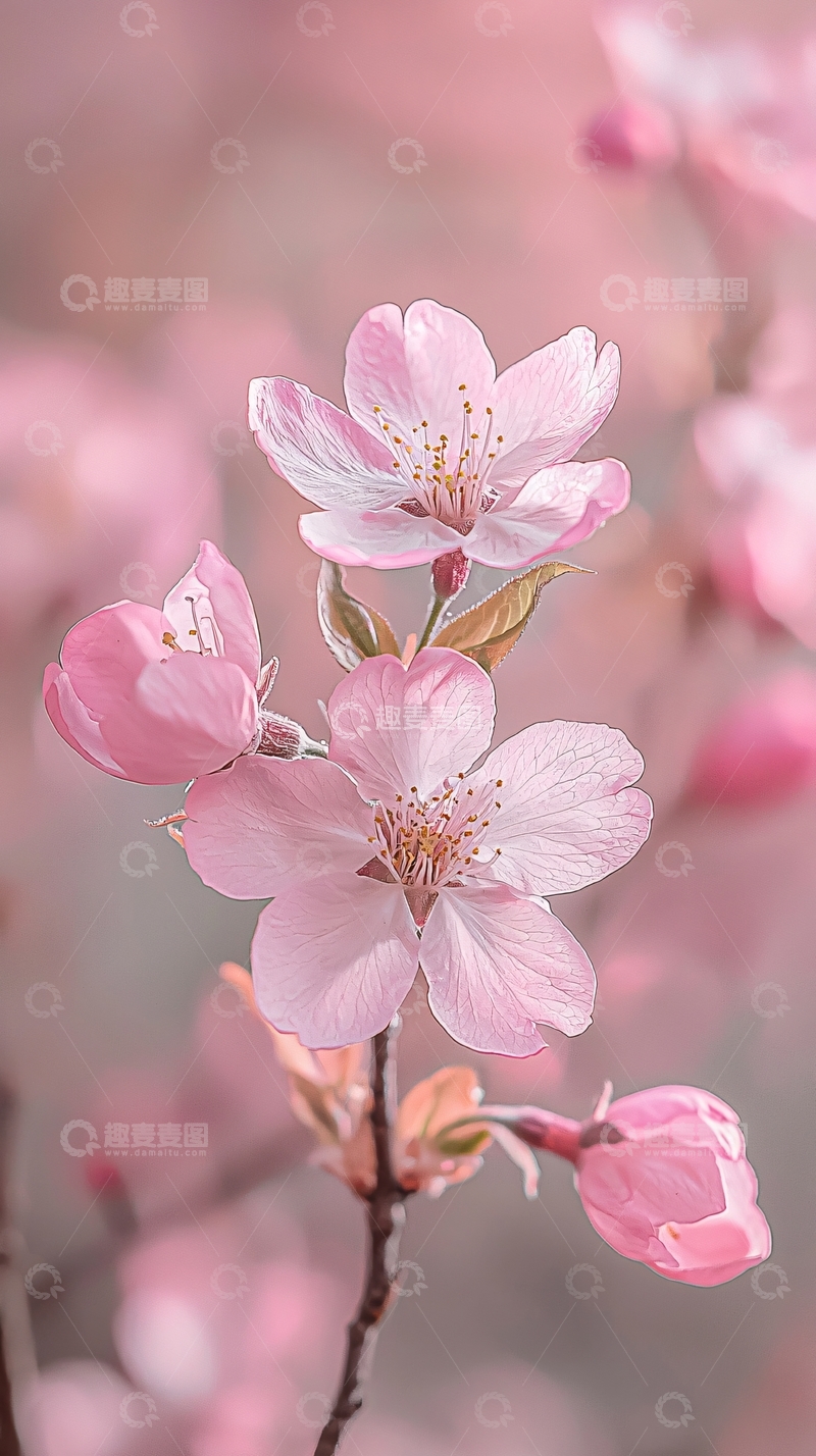 高清大图下载【趣麦麦图】粉嫩樱花枝头绽放