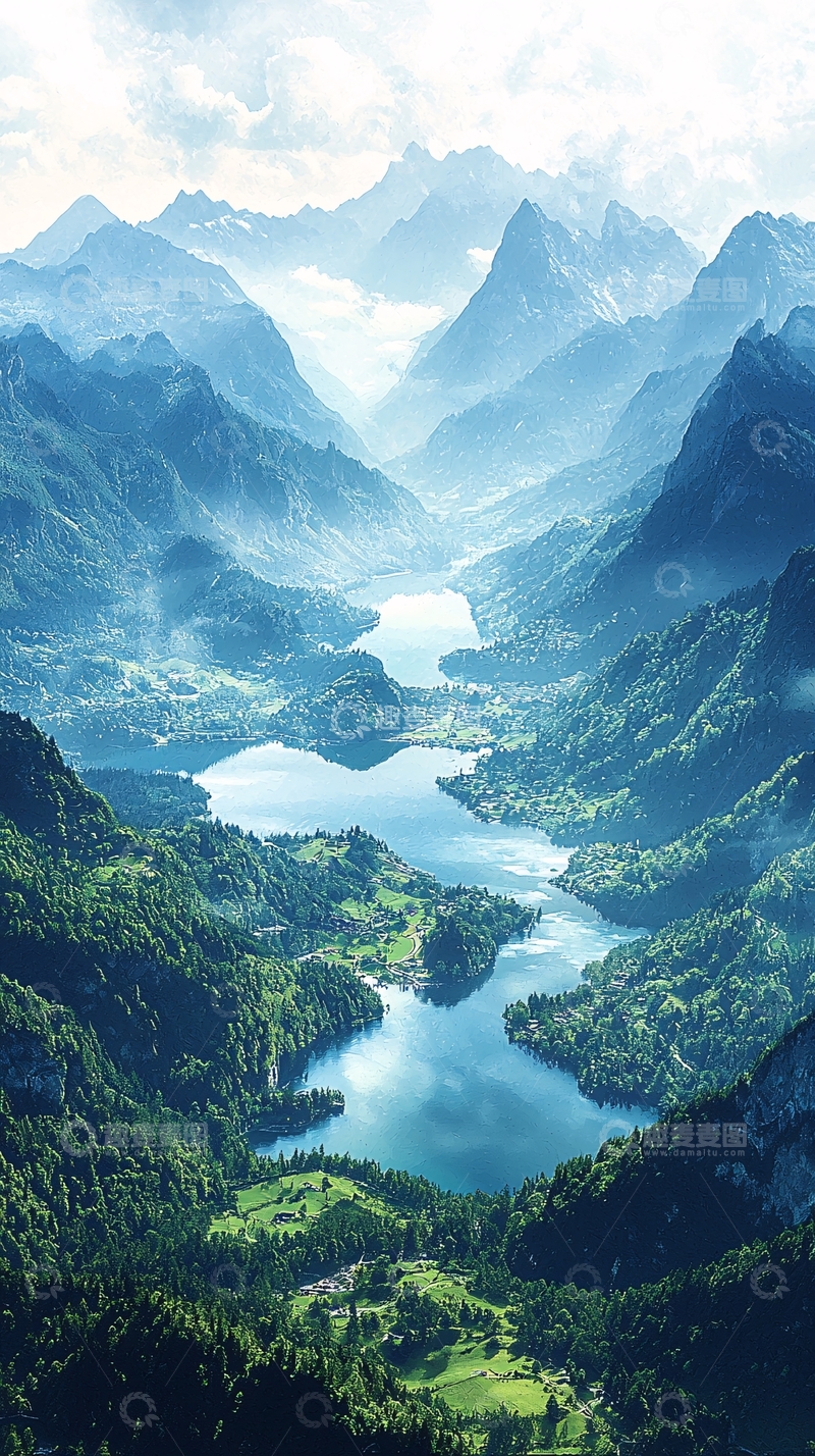 高清大图下载【趣麦麦图】山脉河流峡谷景色