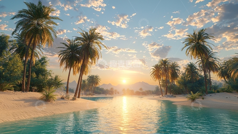 高清大图下载【趣麦麦图】热带海滩日落风景