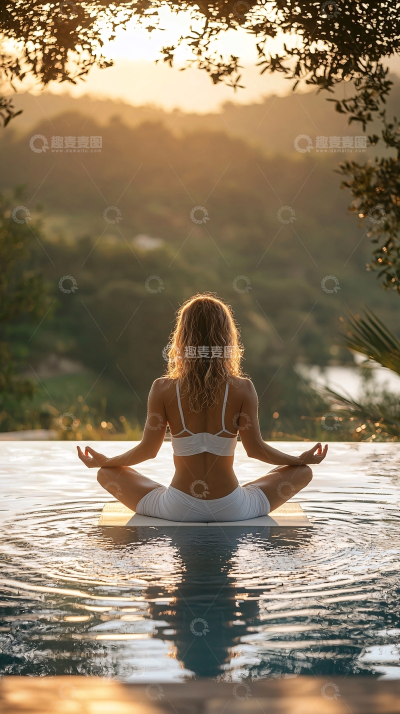 高清大图下载【趣麦麦图】日落瑜伽