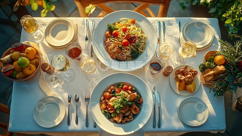 高清大图下载【趣麦麦图】户外浪漫西式晚餐