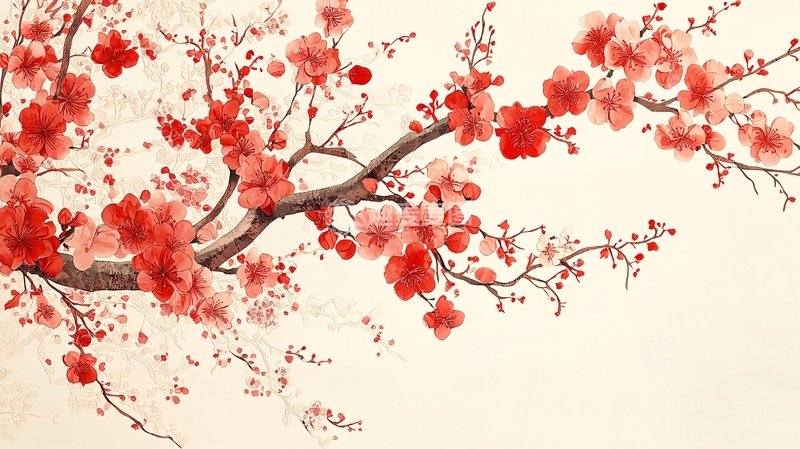 高清大图下载【趣麦麦图】红梅水墨画