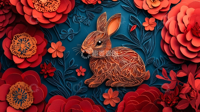 高清大图下载【趣麦麦图】纸艺兔子