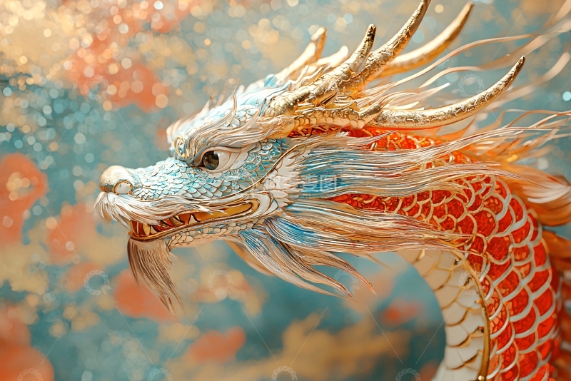 高清大图下载【趣麦麦图】金色鳞片华丽龙首