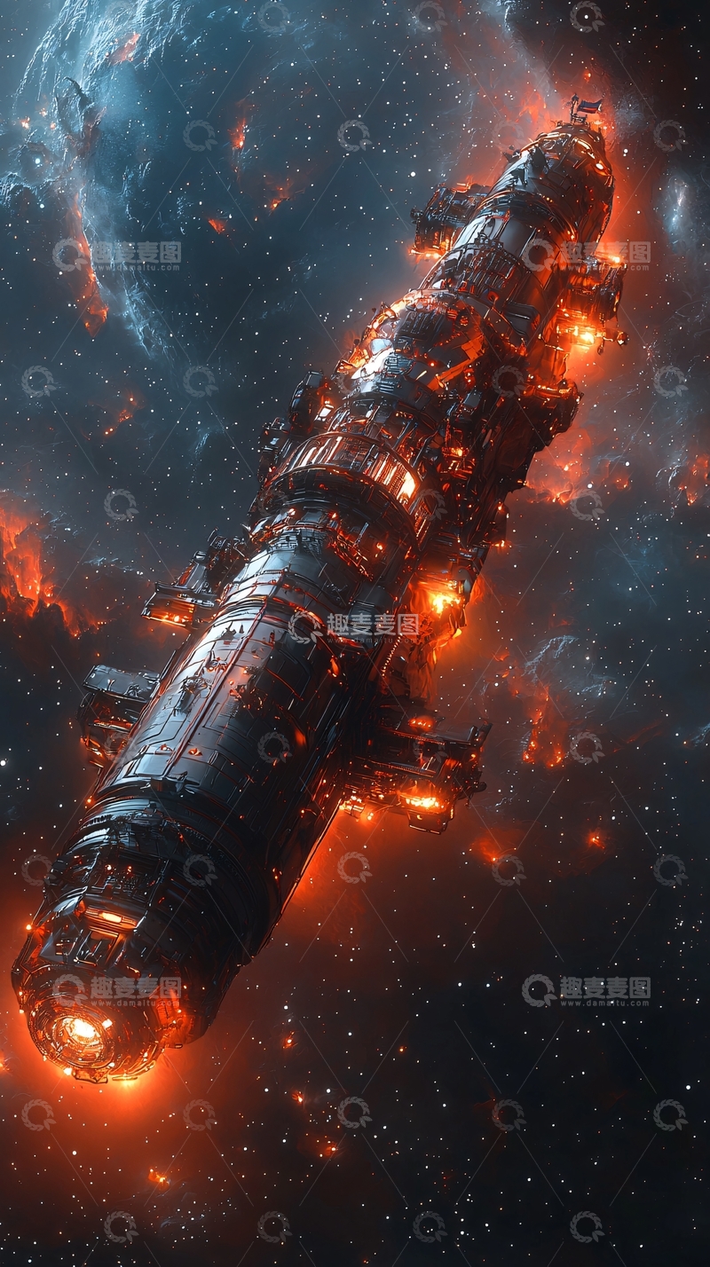 高清大图下载【趣麦麦图】燃烧的宇宙飞船残骸