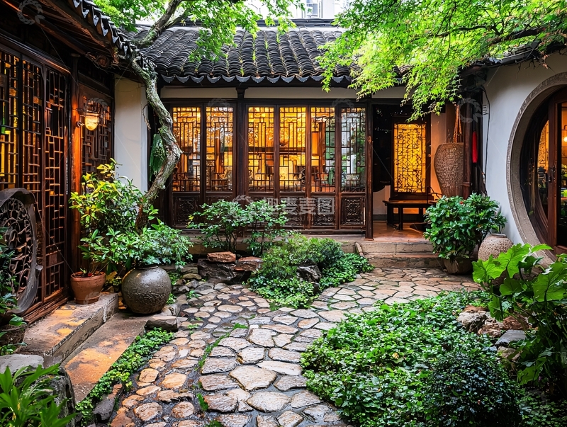 高清大图下载【趣麦麦图】中式庭院