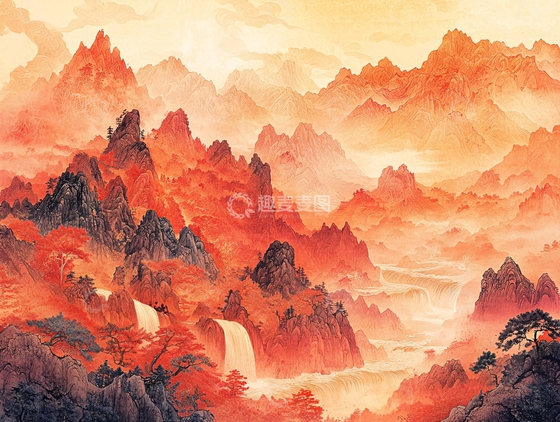 高清大图下载【趣麦麦图】红褐色山峦壮丽景色
