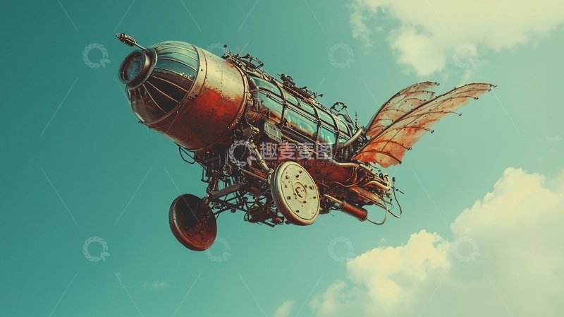 高清大图下载【趣麦麦图】蒸汽朋克飞船