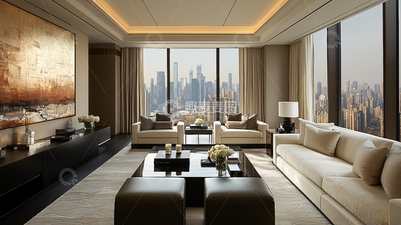 高清大图下载【趣麦麦图】高端公寓客厅夜景