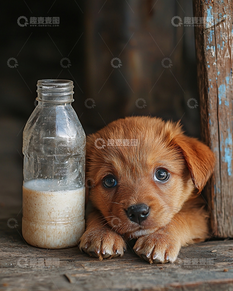 高清大图下载【趣麦麦图】小奶狗喝奶