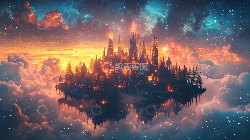 高清大图下载【趣麦麦图】云端城堡