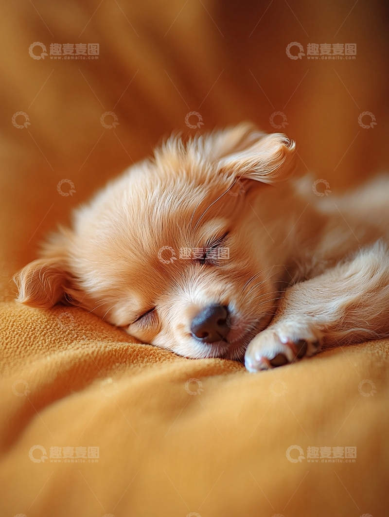 高清大图下载【趣麦麦图】熟睡的小奶狗特写