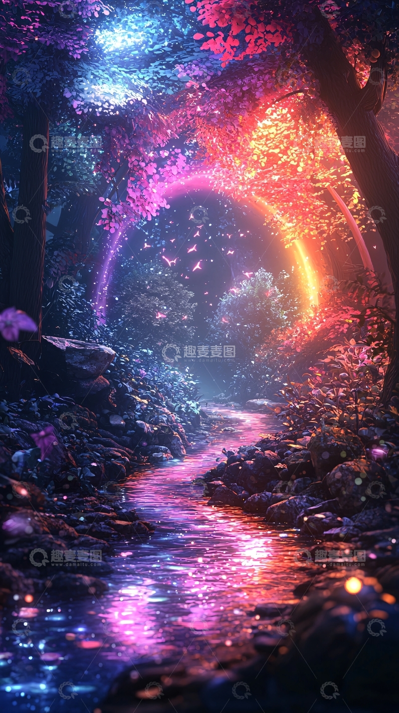 高清大图下载【趣麦麦图】梦幻森林小溪