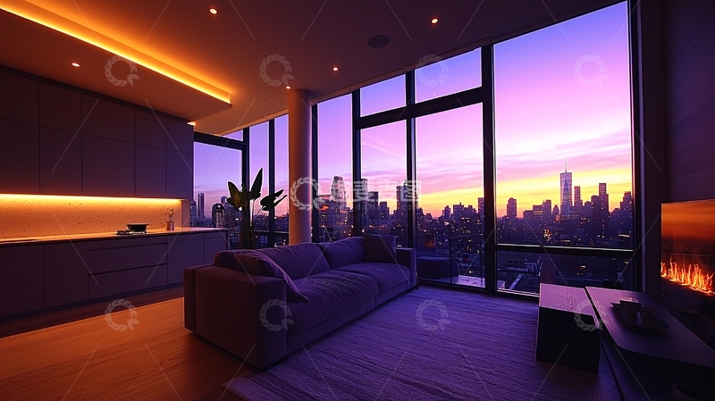 高清大图下载【趣麦麦图】现代公寓夜景