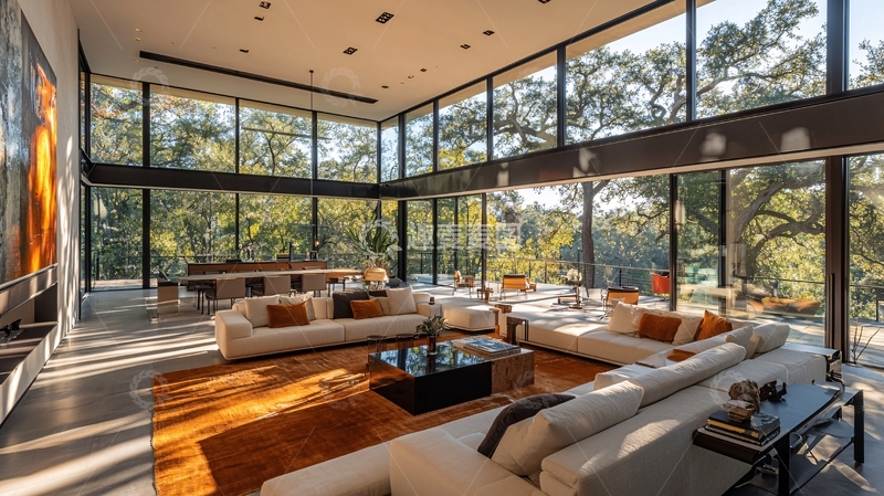 高清大图下载【趣麦麦图】现代简约落地窗豪宅客厅