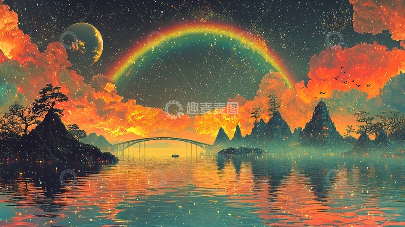 高清大图下载【趣麦麦图】梦幻彩虹桥