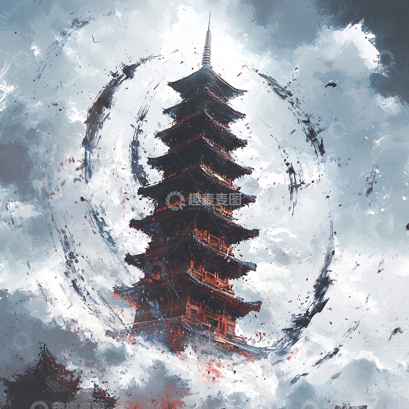 高清大图下载【趣麦麦图】高耸入云的宝塔