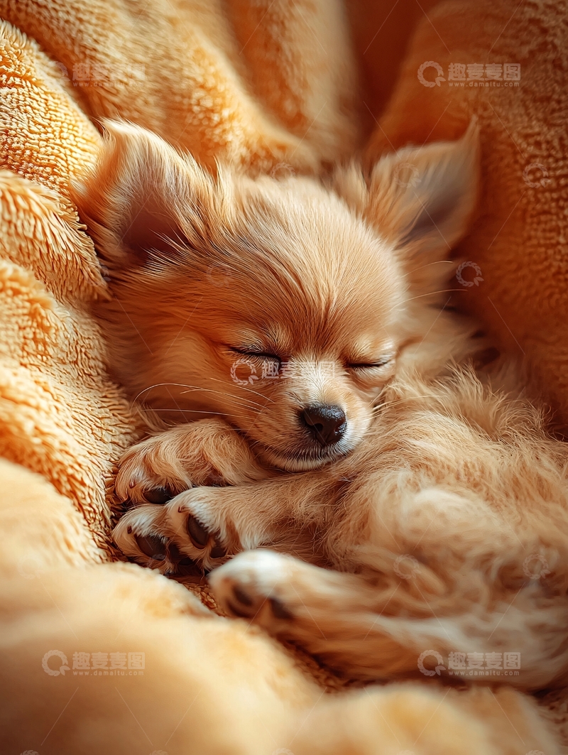 高清大图下载【趣麦麦图】毛茸茸的小狗甜甜睡