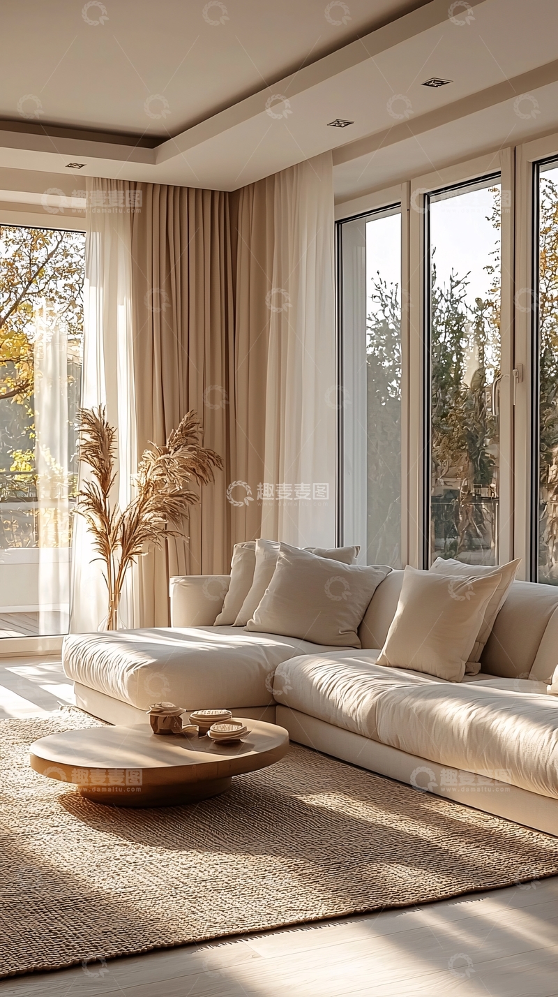 高清大图下载【趣麦麦图】极简风客厅阳光洒落