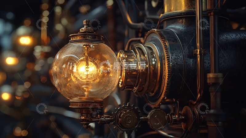高清大图下载【趣麦麦图】蒸汽朋克风格的玻璃灯