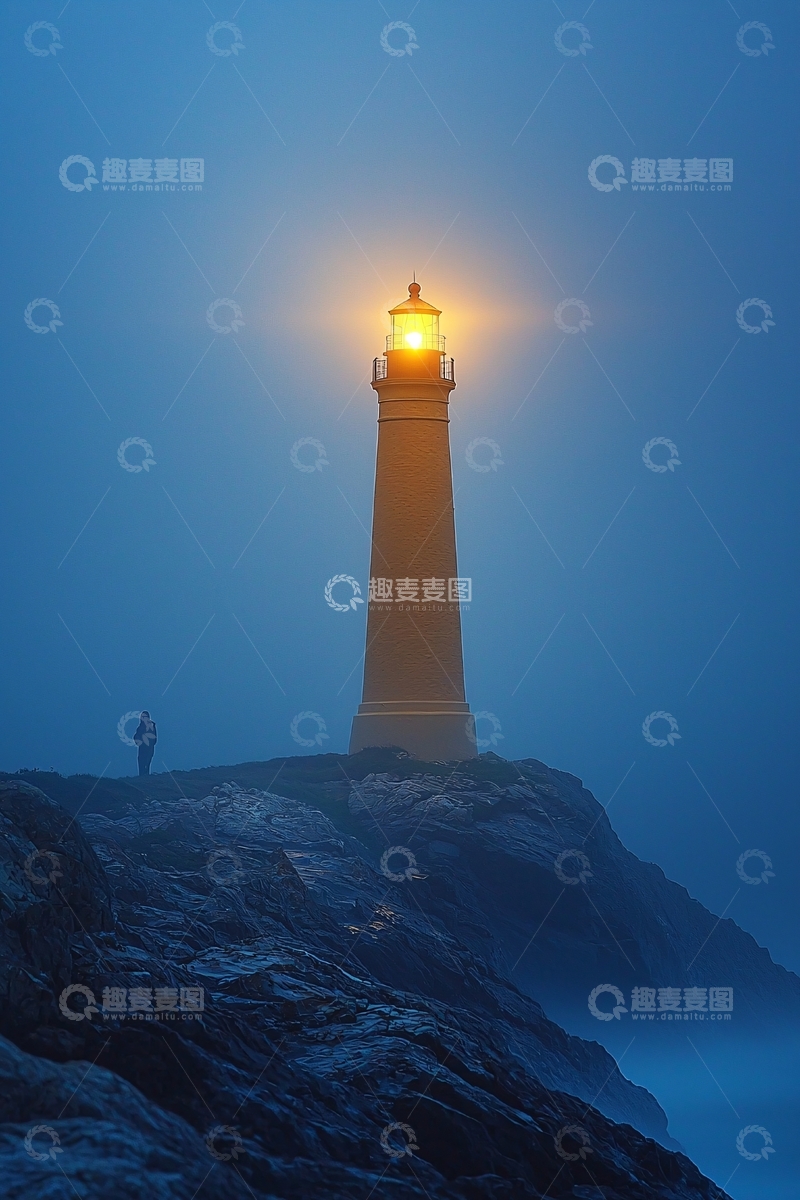 高清大图下载【趣麦麦图】夜晚灯塔